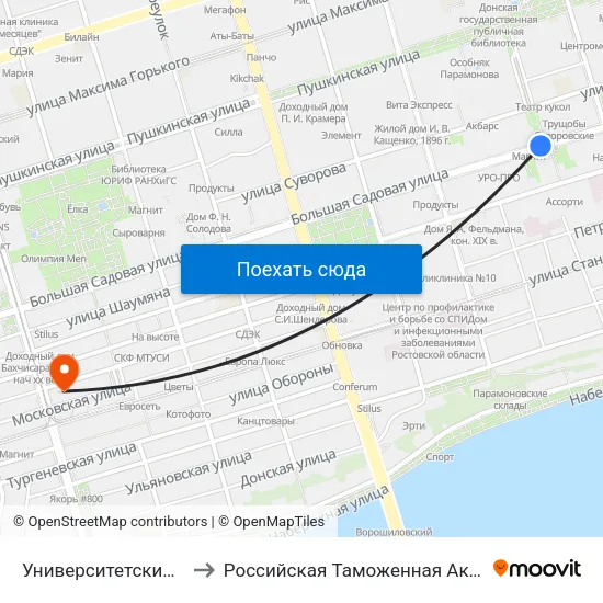 Университетский Пер. to Российская Таможенная Академия map