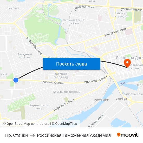 Пр. Стачки to Российская Таможенная Академия map