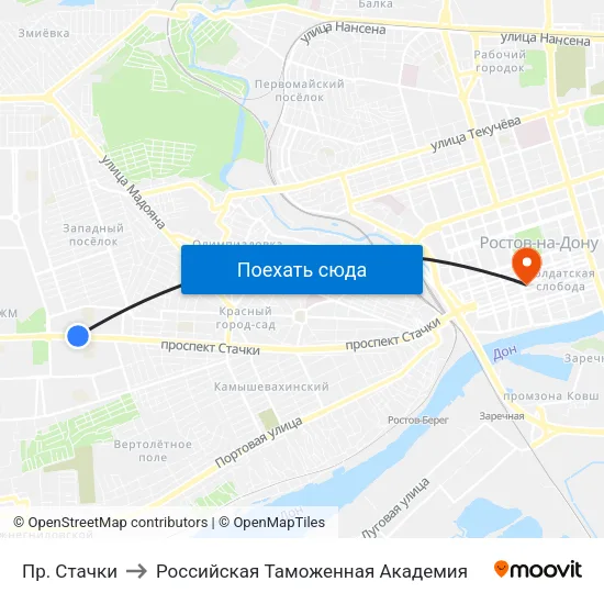 Пр. Стачки to Российская Таможенная Академия map