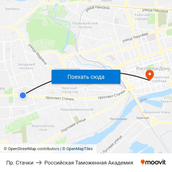 Пр. Стачки to Российская Таможенная Академия map