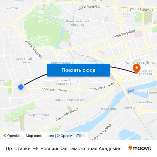 Пр. Стачки to Российская Таможенная Академия map
