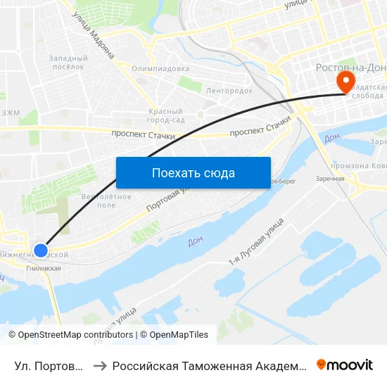 Ул. Портовая to Российская Таможенная Академия map