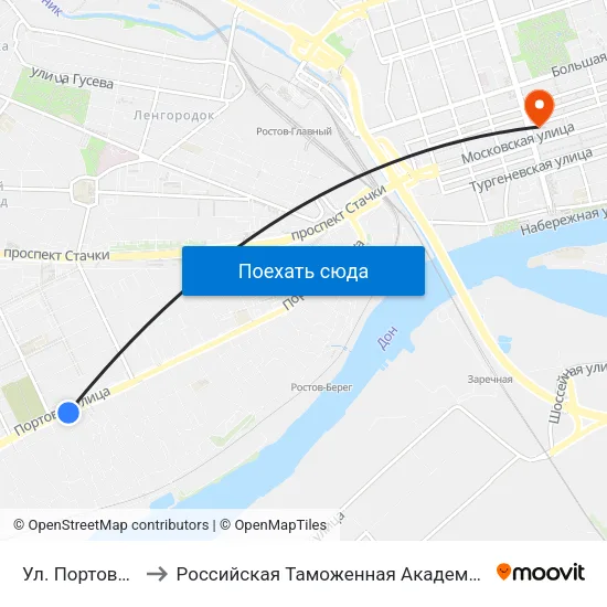 Ул. Портовая to Российская Таможенная Академия map