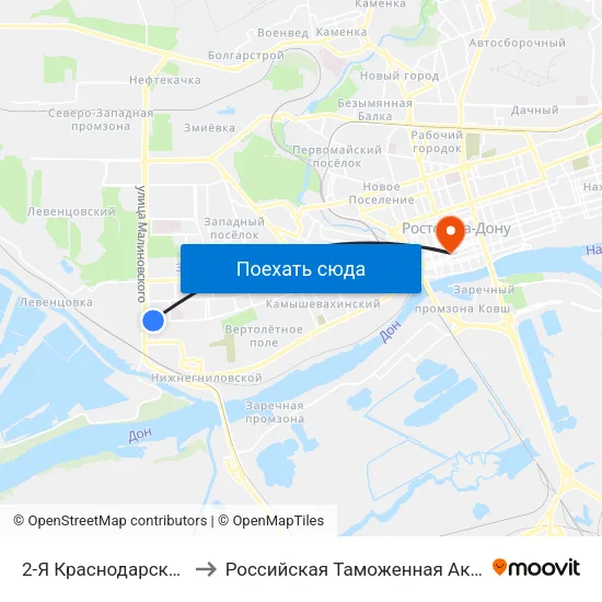 2-Я Краснодарская Ул. to Российская Таможенная Академия map