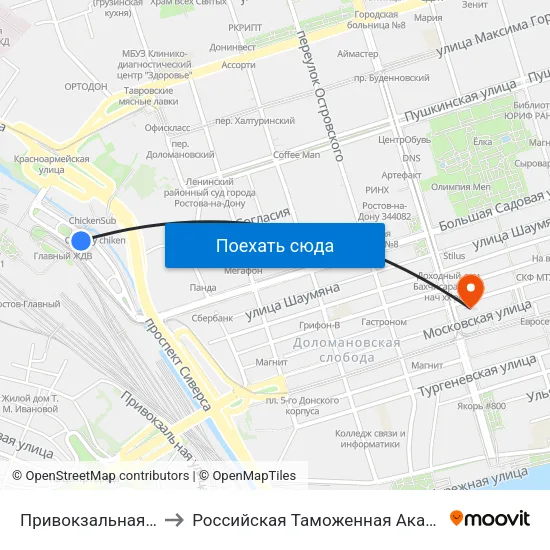 Привокзальная Пл. to Российская Таможенная Академия map