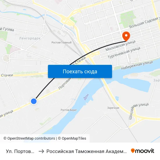 Ул. Портовая to Российская Таможенная Академия map