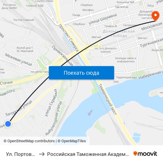 Ул. Портовая to Российская Таможенная Академия map