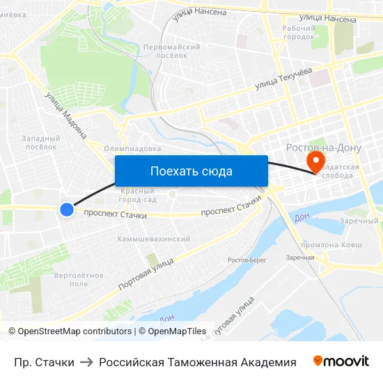 Пр. Стачки to Российская Таможенная Академия map