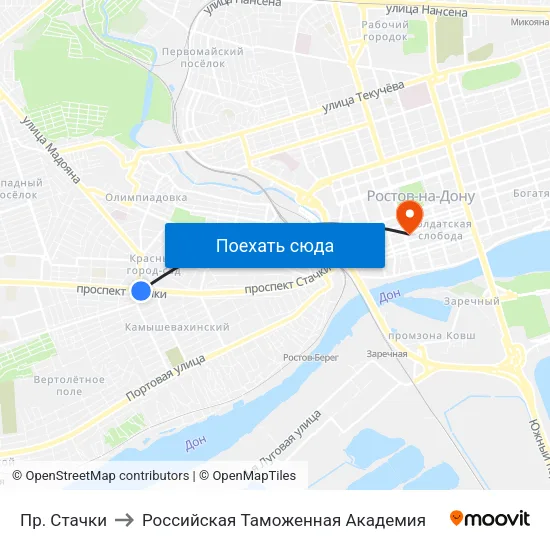 Пр. Стачки to Российская Таможенная Академия map