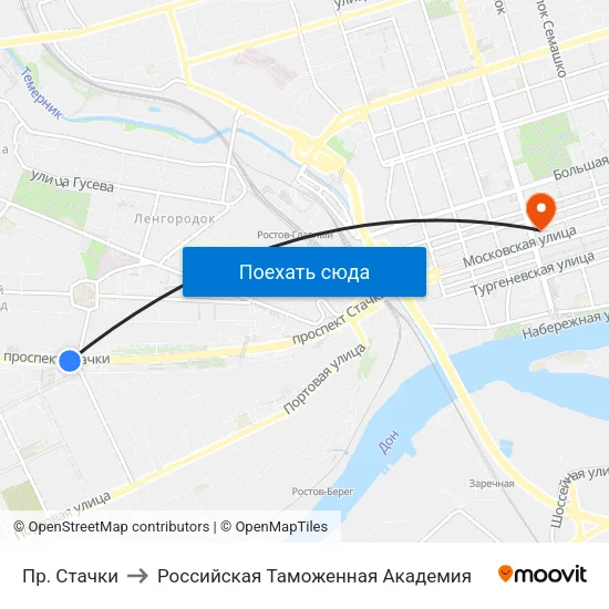 Пр. Стачки to Российская Таможенная Академия map