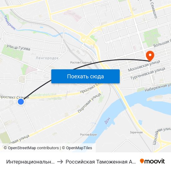 Интернациональная Ул. to Российская Таможенная Академия map