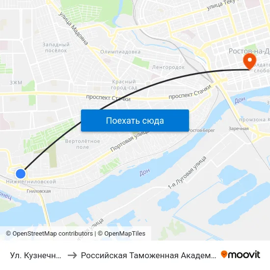 Ул. Кузнечная to Российская Таможенная Академия map