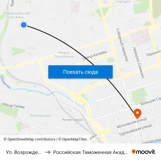 Ул. Возрождения to Российская Таможенная Академия map