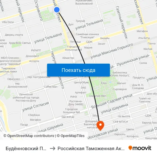 Будённовский Просп. to Российская Таможенная Академия map