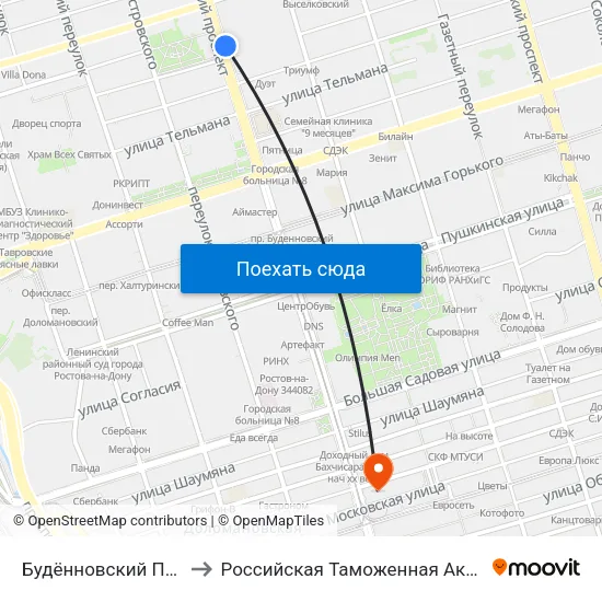 Будённовский Просп. to Российская Таможенная Академия map