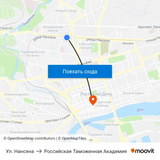 Ул. Нансена to Российская Таможенная Академия map