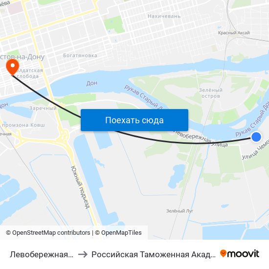 Левобережная Ул. to Российская Таможенная Академия map