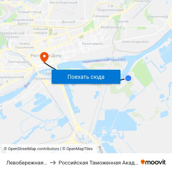 Левобережная Ул. to Российская Таможенная Академия map