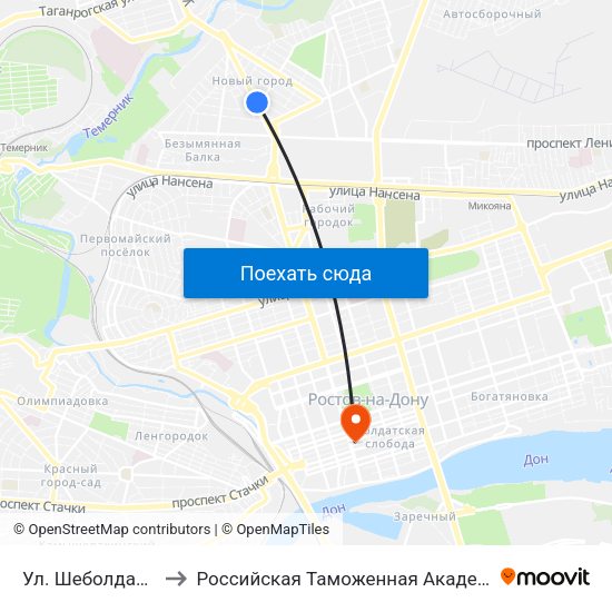 Ул. Шеболдаева to Российская Таможенная Академия map