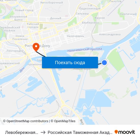 Левобережная Ул. to Российская Таможенная Академия map