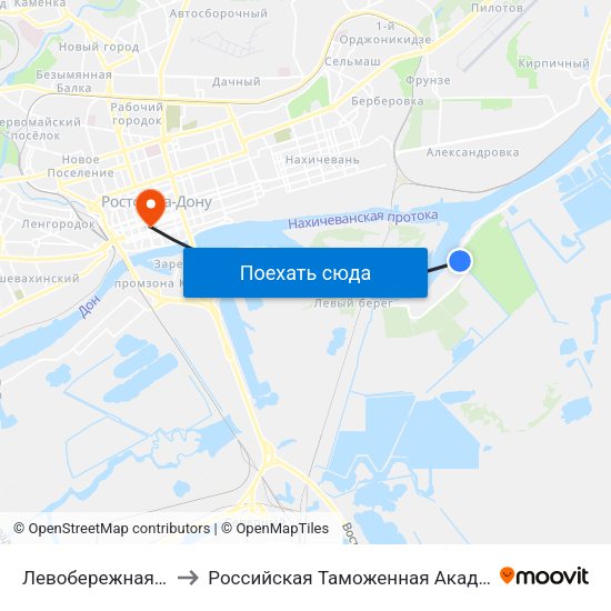 Левобережная Ул. to Российская Таможенная Академия map