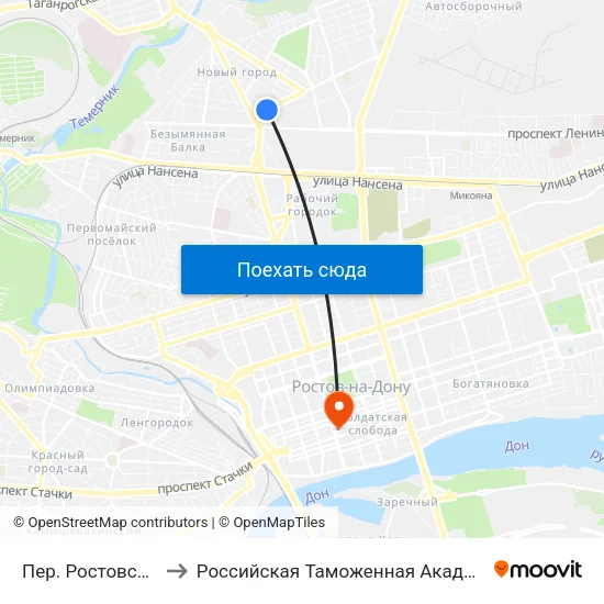 Пер. Ростовский to Российская Таможенная Академия map