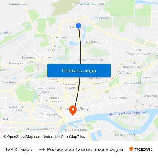 Б-Р Комарова to Российская Таможенная Академия map