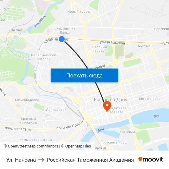 Ул. Нансена to Российская Таможенная Академия map