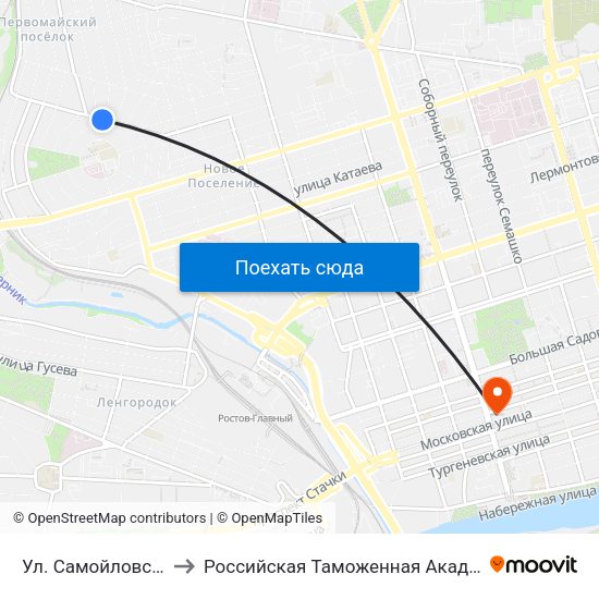 Ул. Самойловская to Российская Таможенная Академия map