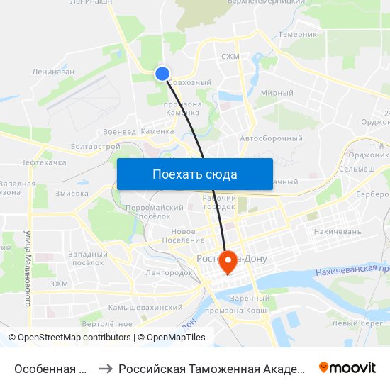 Особенная Ул. to Российская Таможенная Академия map