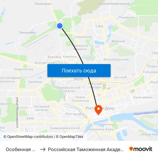 Особенная Ул. to Российская Таможенная Академия map