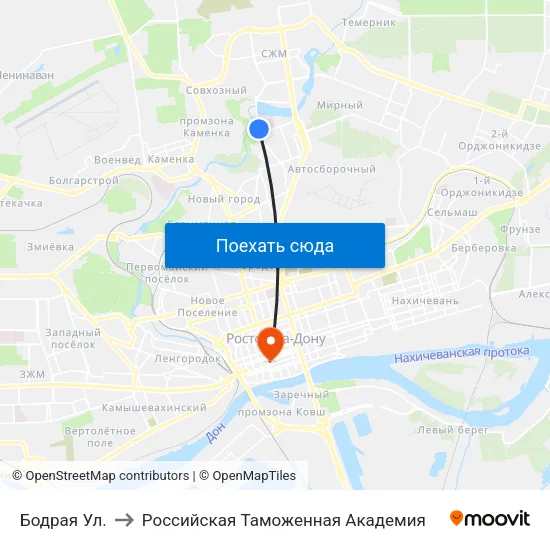 Бодрая Ул. to Российская Таможенная Академия map
