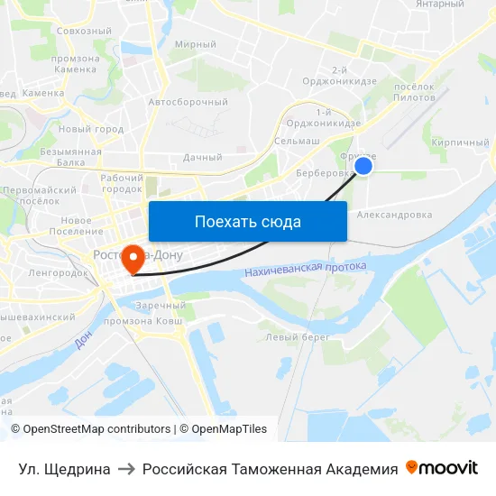 Ул. Щедрина to Российская Таможенная Академия map