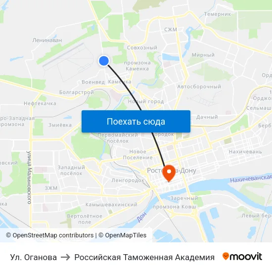 Ул. Оганова to Российская Таможенная Академия map