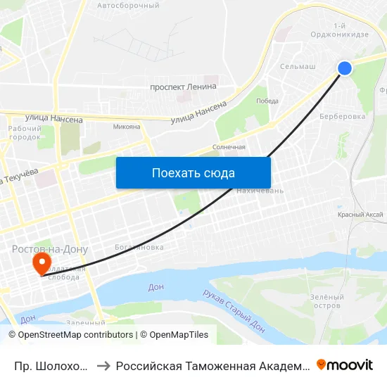 Пр. Шолохова to Российская Таможенная Академия map