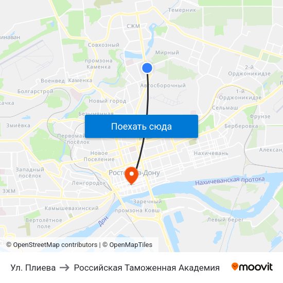 Ул. Плиева to Российская Таможенная Академия map