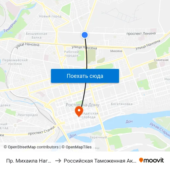 Пр. Михаила Нагибина to Российская Таможенная Академия map