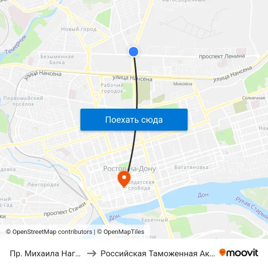 Пр. Михаила Нагибина to Российская Таможенная Академия map