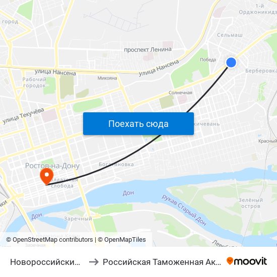 Новороссийский Пер. to Российская Таможенная Академия map