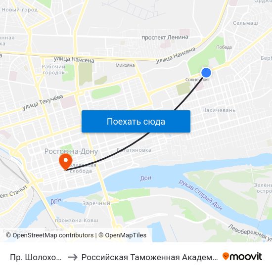 Пр. Шолохова to Российская Таможенная Академия map