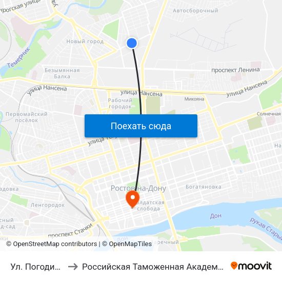 Ул. Погодина to Российская Таможенная Академия map