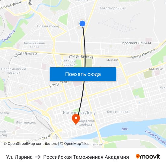 Ул. Ларина to Российская Таможенная Академия map