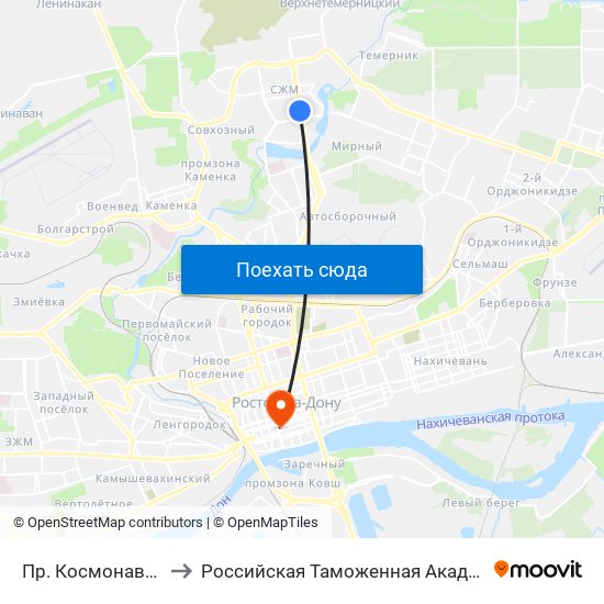 Пр. Космонавтов to Российская Таможенная Академия map