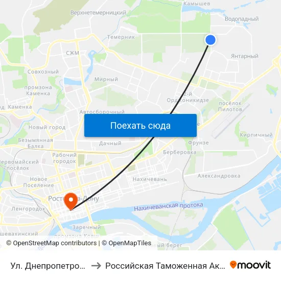 Ул. Днепропетровская to Российская Таможенная Академия map