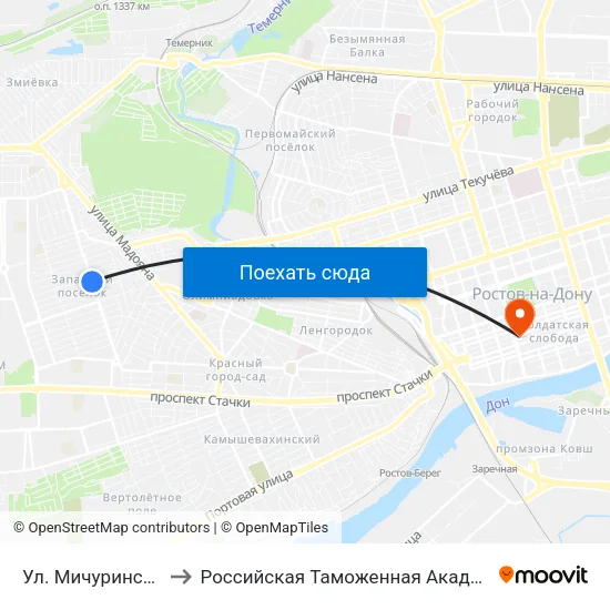 Ул. Мичуринская to Российская Таможенная Академия map