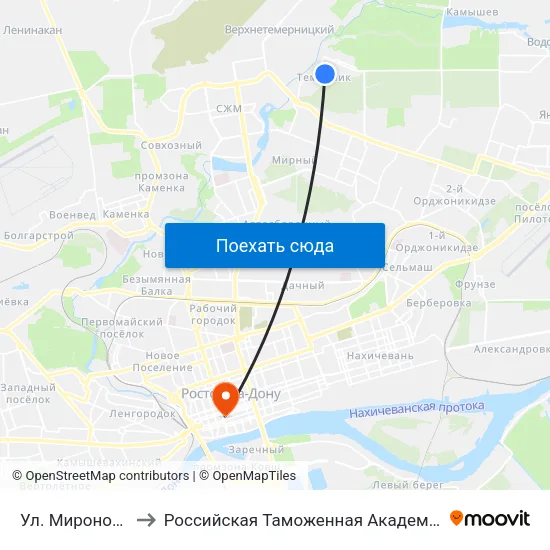 Ул. Миронова to Российская Таможенная Академия map