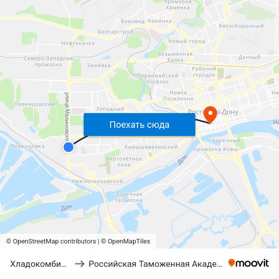 Хладокомбинат to Российская Таможенная Академия map