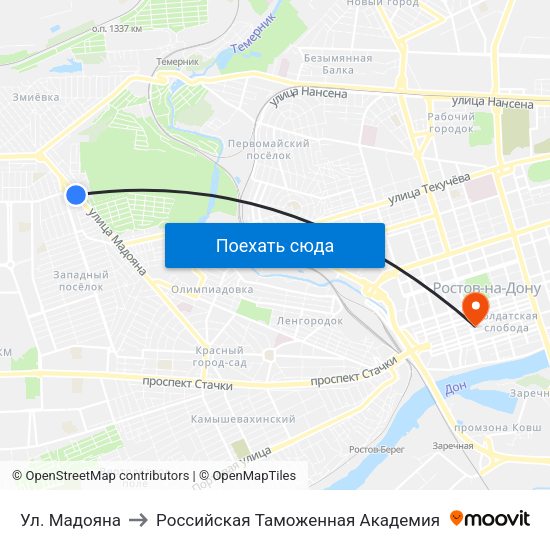 Ул. Мадояна to Российская Таможенная Академия map