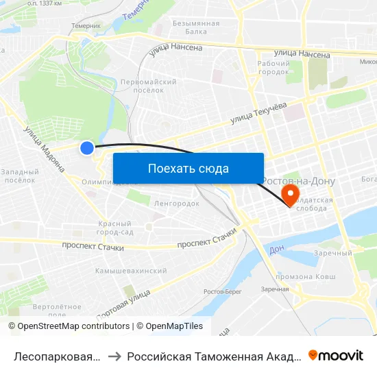 Лесопарковая Ул. to Российская Таможенная Академия map