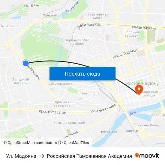 Ул. Мадояна to Российская Таможенная Академия map